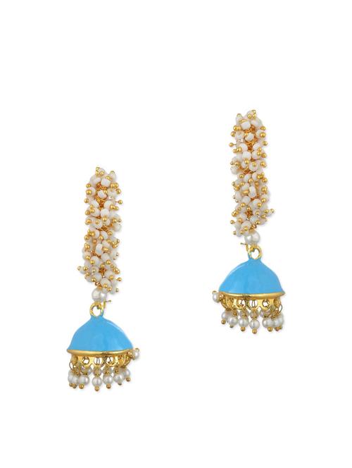 blue metal jhumka earrings - 11154846 - Very Small Image - 1
