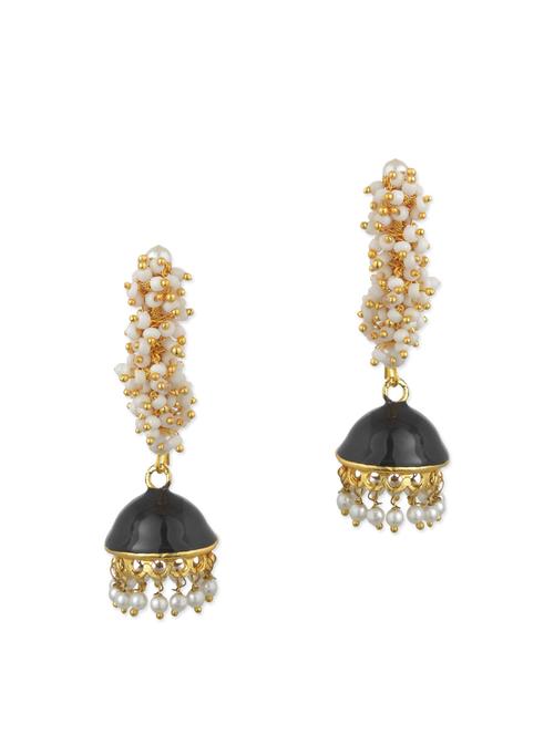black metal jhumka earrings - 11154855 - Very Small Image - 1