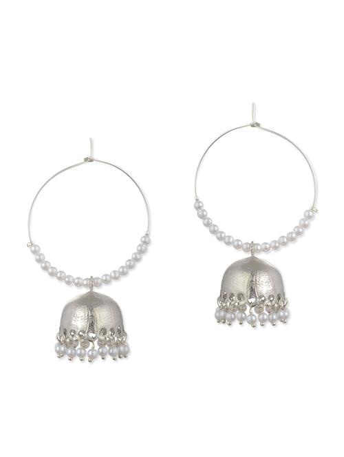 white metal alloy, pearl beads balli (set of 2) earrings - 11154909 - Very Small Image - 1