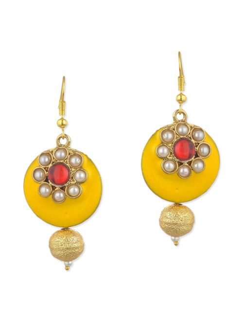 yellow metal alloy, pearl beads balli earring - 11154946 - Very Small Image - 1