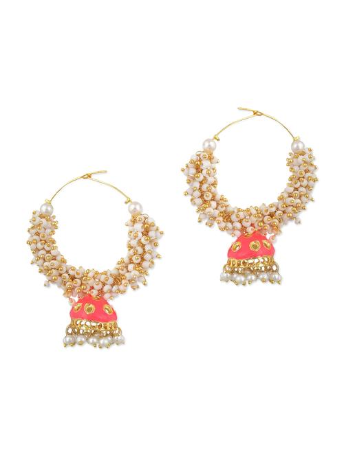 pink pearls balli earring - 11154973 - Very Small Image - 1