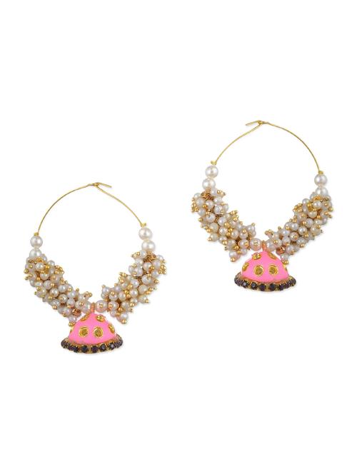 pink pearls balli earring - 11154985 - Very Small Image - 1