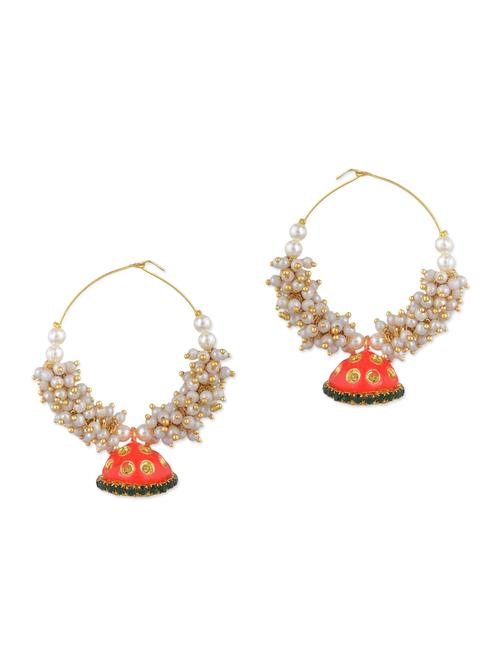 orange pearls balli earring - 11154987 - Very Small Image - 1
