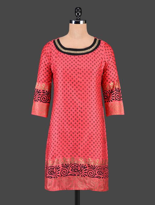 red cotton straight kurta - 1116535 - Very Small Image - 1