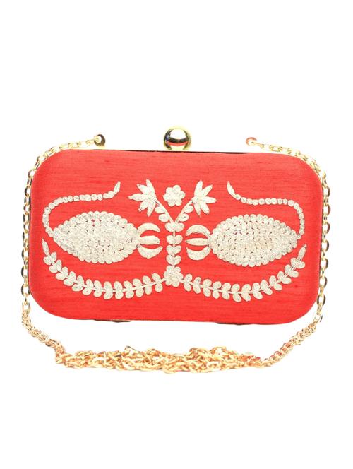 red color, faux silk box clutch - 11168530 - Very Small Image - 1