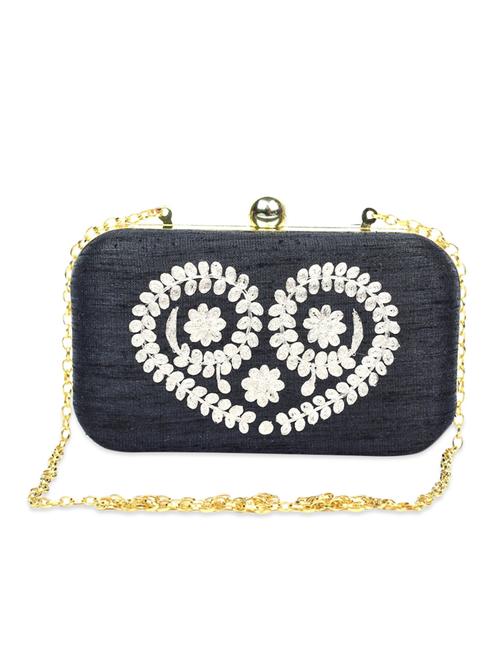 black color, faux silk box clutch - 11168531 - Very Small Image - 1