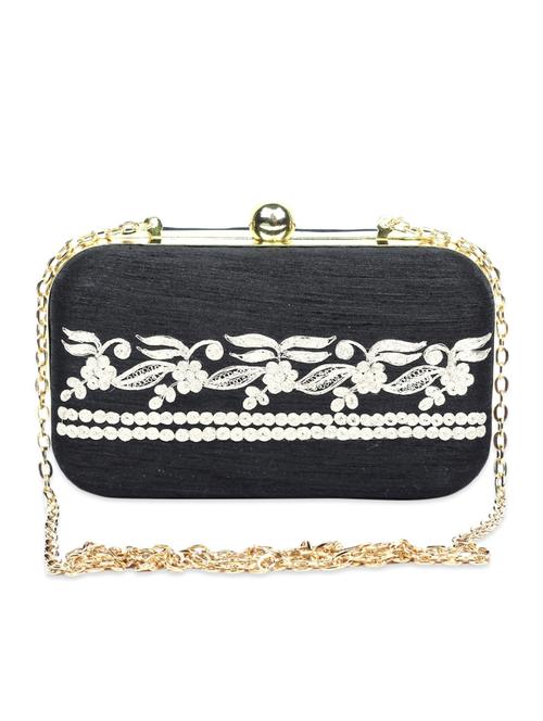 black color, faux silk box clutch - 11168537 - Very Small Image - 1