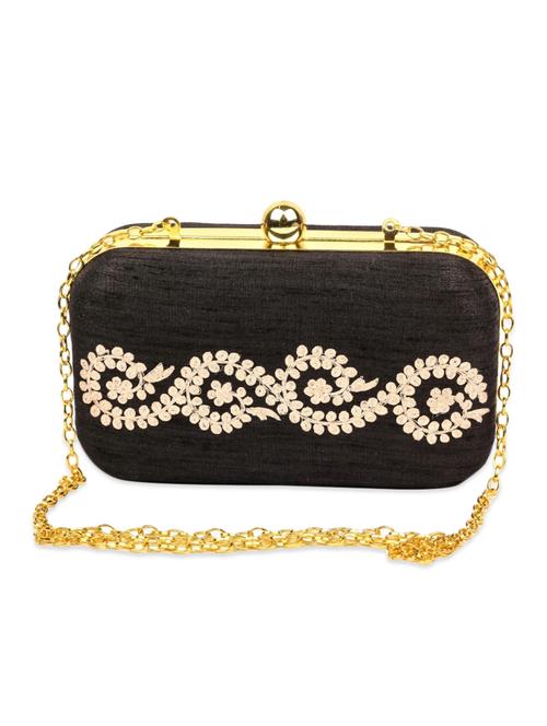 black color, faux silk box clutch - 11168538 - Very Small Image - 1