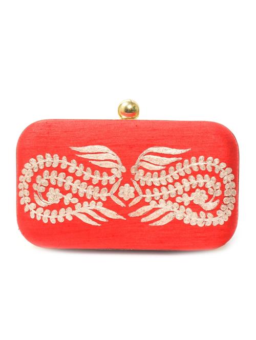 red color, faux silk box clutch - 11168541 - Very Small Image - 1