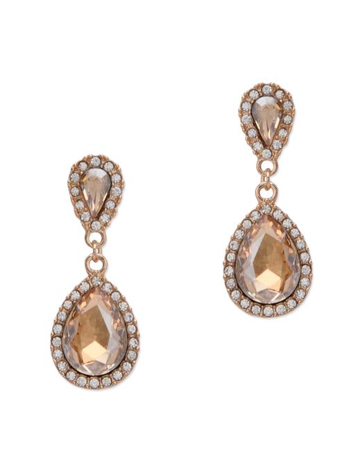 stone embellished gold dangler earrings - 1117607 - Very Small Image - 1
