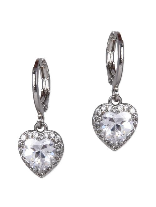 silver heart crystal drop earrings - 1117613 - Very Small Image - 1
