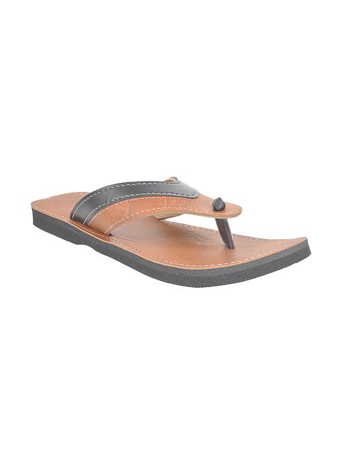 brown faux leather slip on flip flops - 11178476 - Very Small Image - 1