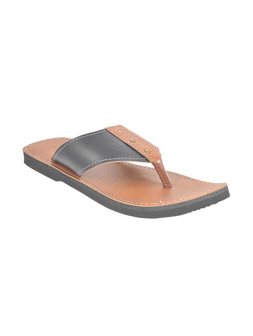 brown faux leather slip on flip flops - 11178478 - Very Small Image - 1