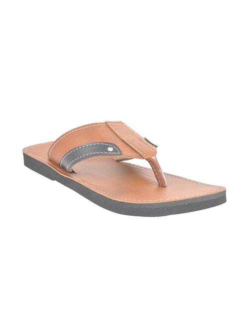 brown faux leather slip on flip flops - 11178482 - Very Small Image - 1