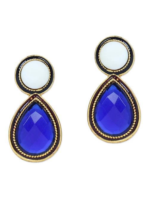 blue drop shaped stone embellished earrings - 1118476 - Very Small Image - 1