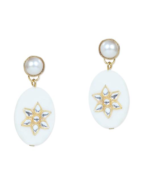 kundan work white earrings - 1118506 - Very Small Image - 1