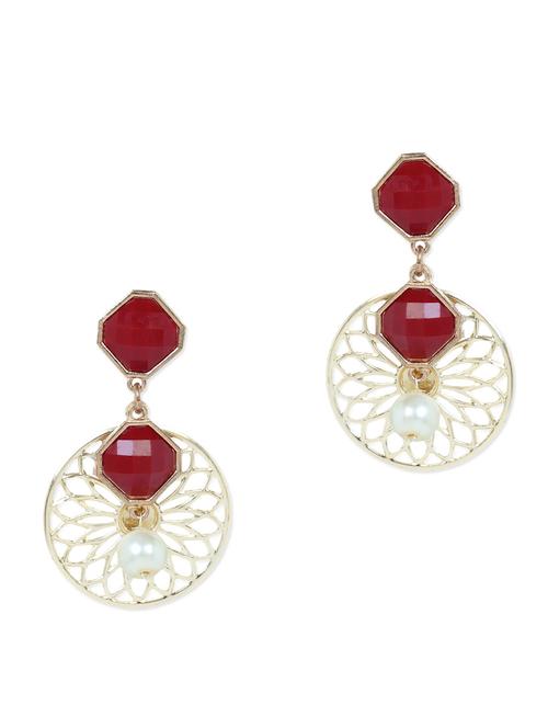 maroon stone embellished earrings - 1118533 - Very Small Image - 1