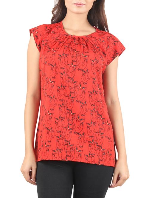 red crepe printed top - 11189860 - Very Small Image - 1