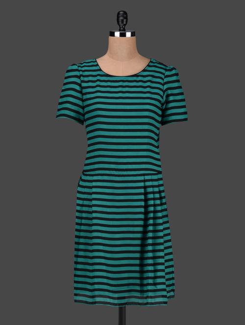 striped cap sleeves crepe dress - 1119298 - Very Small Image - 1
