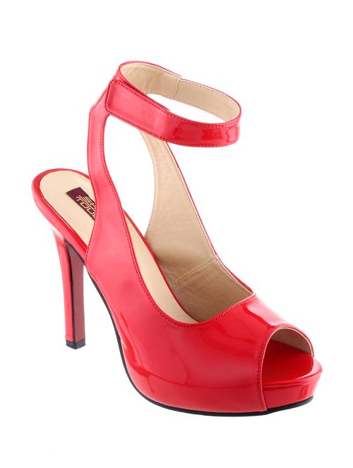 red faux leather ankle strap sandal - 11195038 - Very Small Image - 1