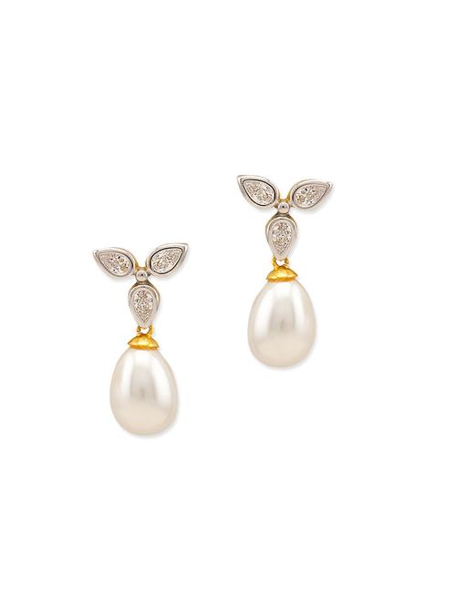 white brass drop earring - 11195111 - Very Small Image - 1