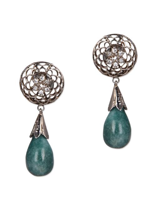 green drop shaped stone embellished earrings - 1119854 - Very Small Image - 1