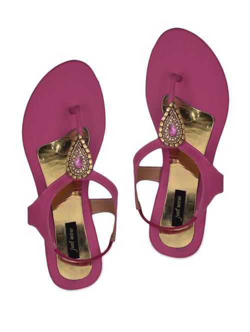 Drop Shape Embellished Pink Toe Separator Sandals - 1119946 - Very Small Image - 1