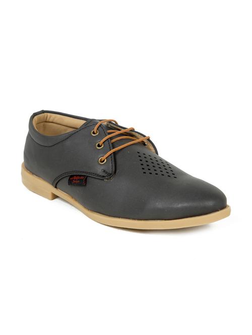 black faux leather lace up derbies - 11202817 - Very Small Image - 1