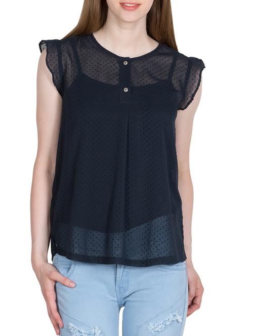 navy blue polyester regular top - 11204732 - Very Small Image - 1