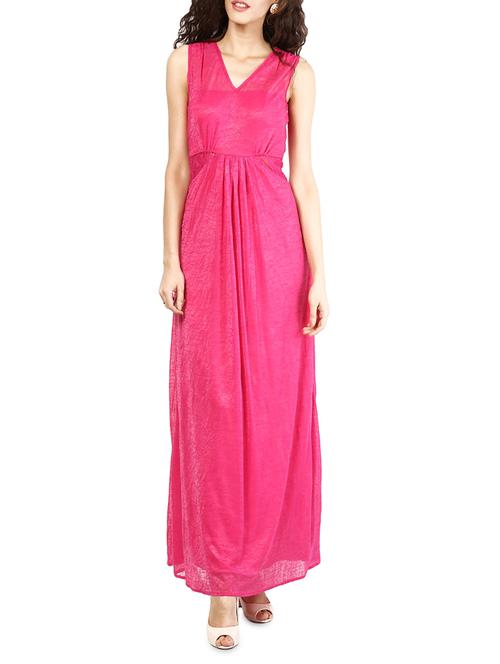 fuchsia lace back yoke gown - 1120635 - Very Small Image - 1