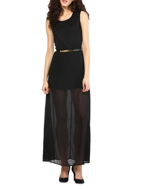 black maxi dress with belt - 1120640 - Very Small Image - 1