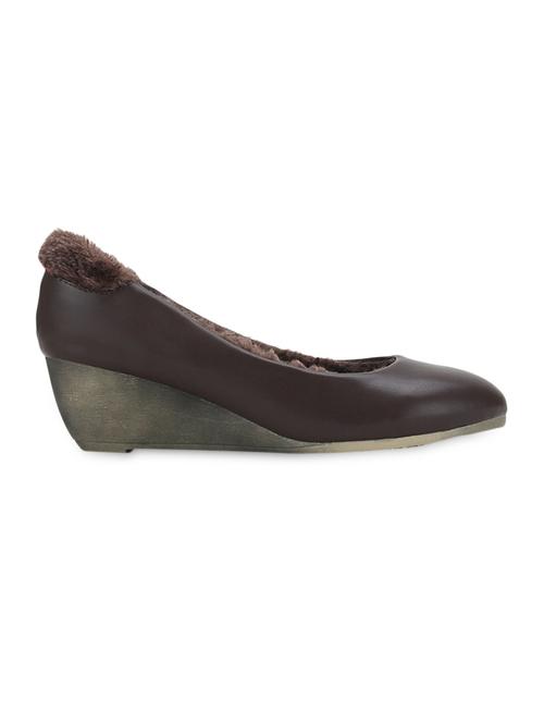 choco-brown leatherette wedge heel sandals - 1120744 - Very Small Image - 1