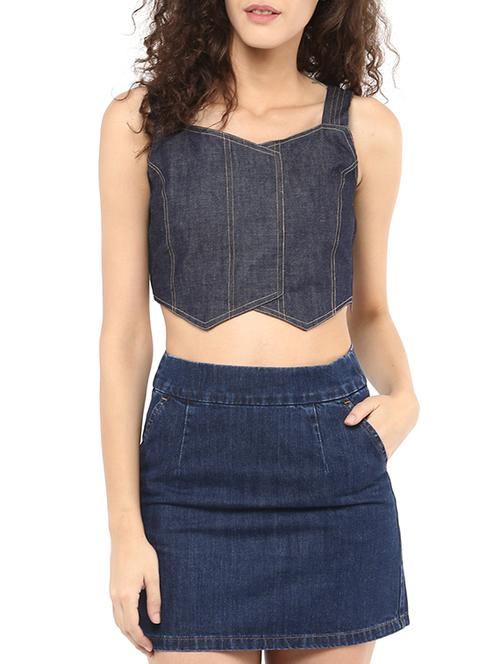 blue denim crop top - 11211710 - Very Small Image - 1