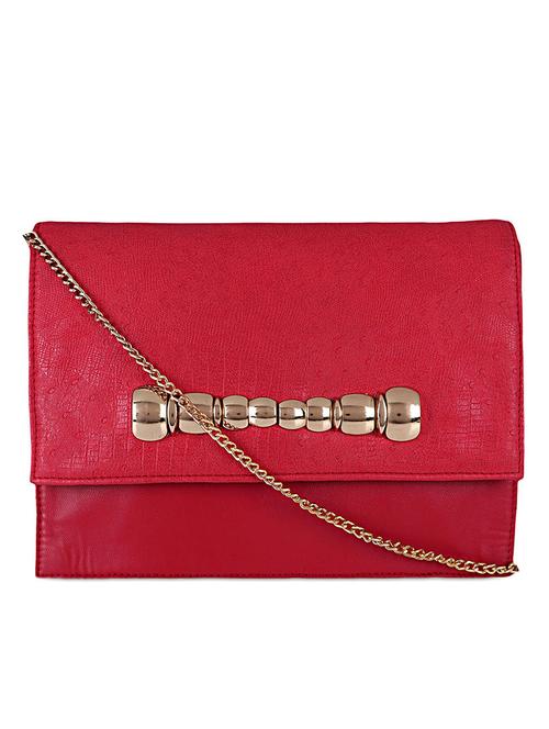 red embellished leatherette clutch bag - 1121300 - Very Small Image - 1