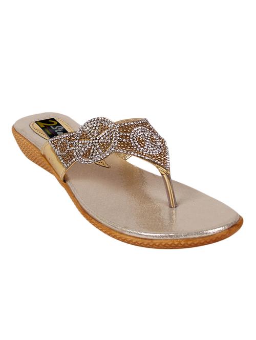 gold fabric slip on sandals - 11213916 - Very Small Image - 1