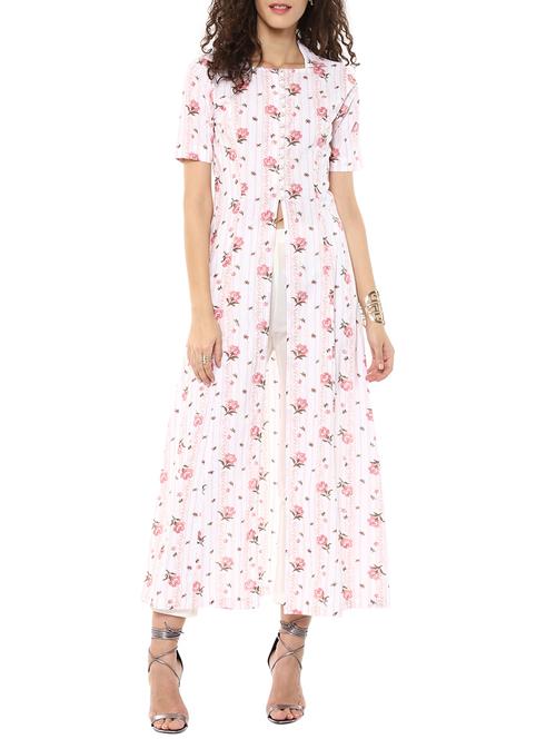 white floral print cotton tunic - 11217140 - Very Small Image - 1