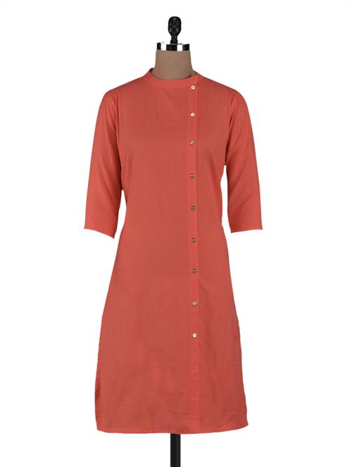 three quarter sleeve off side collar kurta - 1121731 - Very Small Image - 1