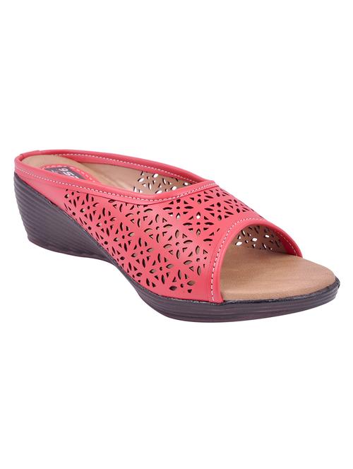red leatherette cut work wedge - 11217612 - Very Small Image - 1