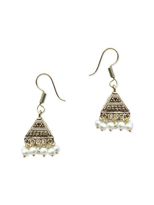 white brass jhumka earrings - 11217968 - Very Small Image - 1