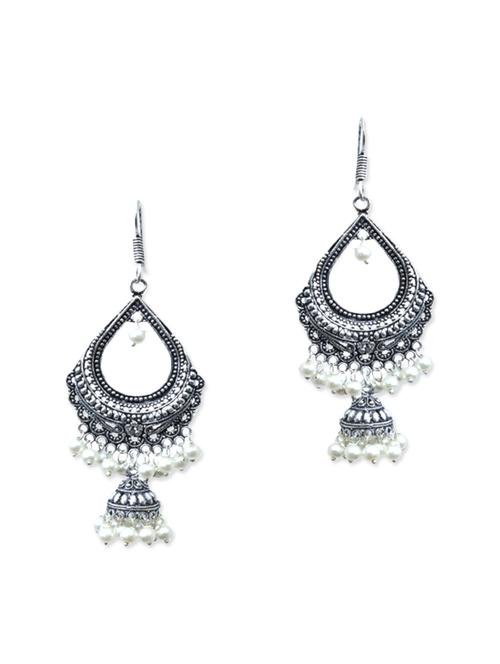 white brass chandballi earrings - 11217973 - Very Small Image - 1
