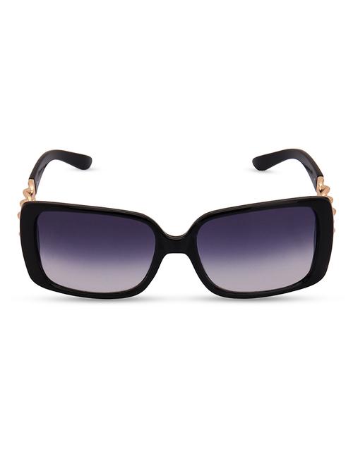 black frame rectangular sunglasses with golden temple - 1122084 - Very Small Image - 1