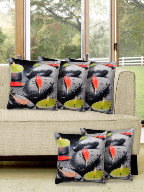 grey poly silk printed cushion cover (set of 5) - 11221180 - Very Small Image - 1