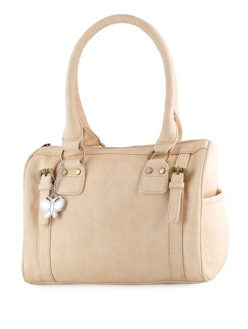 Beige Leatherette Handbag With Buckled Detailing - 1122202 - Very Small Image - 1