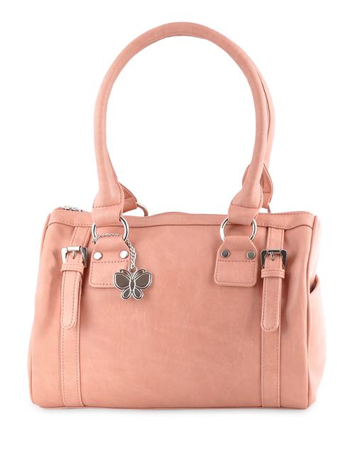Peach Leatherette Handbag With Buckled Detailing - 1122210 - Very Small Image - 1