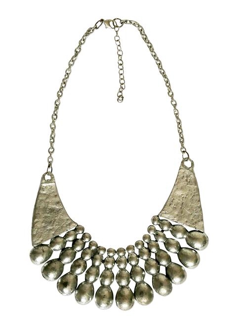 silver metal statement necklace - 11225130 - Very Small Image - 1