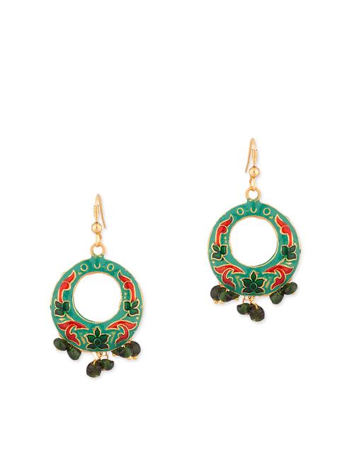 green metal drop earring - 11227729 - Very Small Image - 1