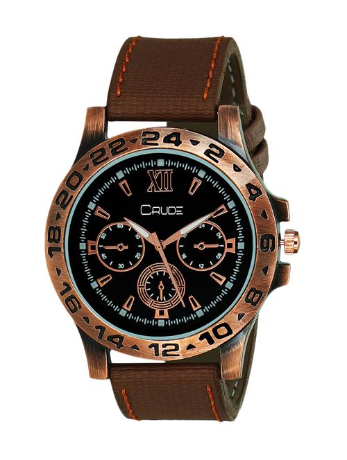 brown leather strap analog watch - 11231466 - Very Small Image - 1