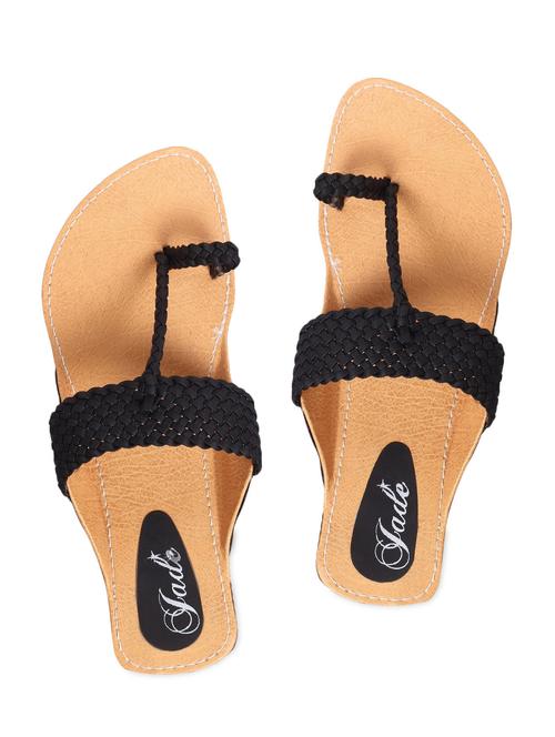 black braided strap leatherette flat sandals - 1123312 - Very Small Image - 1