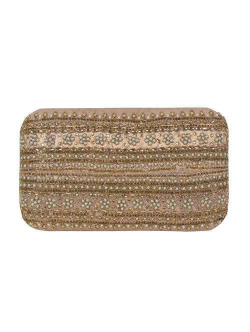 beige faux silk embellished clutch - 11233394 - Very Small Image - 1