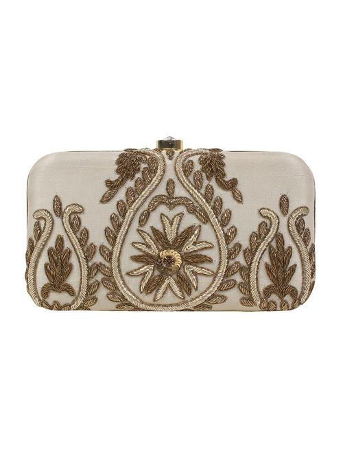 white faux silk embellished clutch - 11233395 - Very Small Image - 1